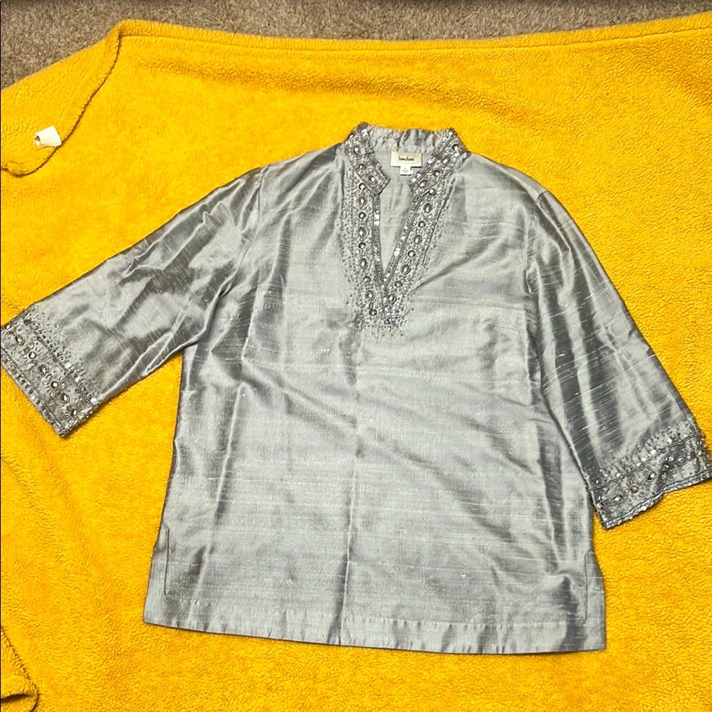 Gray/silver beaded tunic. gently worn